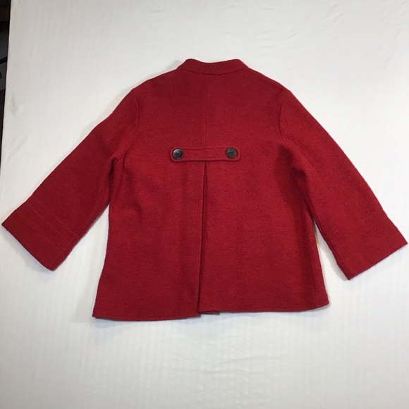 Vintage Ruby Rd Womens 100% Wool Pea Coat Size L Red Button Up Swing Jacket Twee - Picture 10 of 16